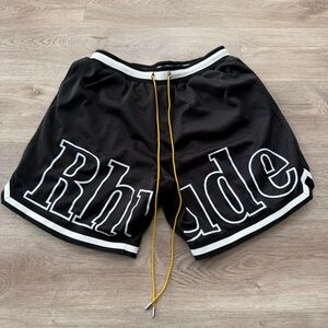 Rhude Court Logo Shorts Men’s Size XL SS 2022 Black White - AUTHENTIC
